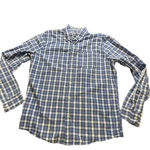 Hollister‎ Plaid 100% Cotton Blue White Long Sleeve Button Down
